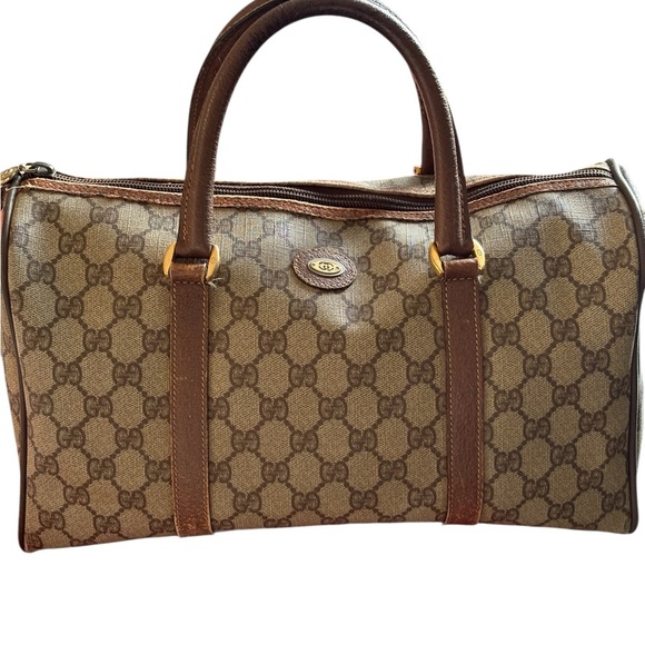 Vintage Gucci Beige and Brown Monogram Satchel - Picture 2 of 16